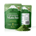 Brewnova Ceremonial Grade Matcha Powder - Japan Shade-Grown Stone-Milled First Harvest Unsweetened Gluten-Free Vegan Green Tea for Matcha Latte, Teas & Recipes, 3.53oz Double-Seal Pack(100g)