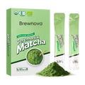 Brewnova Ceremonial Grade Matcha Powder - Premium Organic Shade-Grown Stone-Milled First Harvest Unsweetened Gluten-Free Vegan Green Tea for Matcha Latte, Teas & Recipes, 1.06oz, 10 sachets (3g*10)