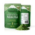 Brewnova Ceremonial Grade Matcha Powder - Japan Shade-Grown Stone-Milled First Harvest Unsweetened Gluten-Free Vegan Green Tea for Matcha Latte, Teas & Recipes, 3.53oz Double-Seal Pack(100g)